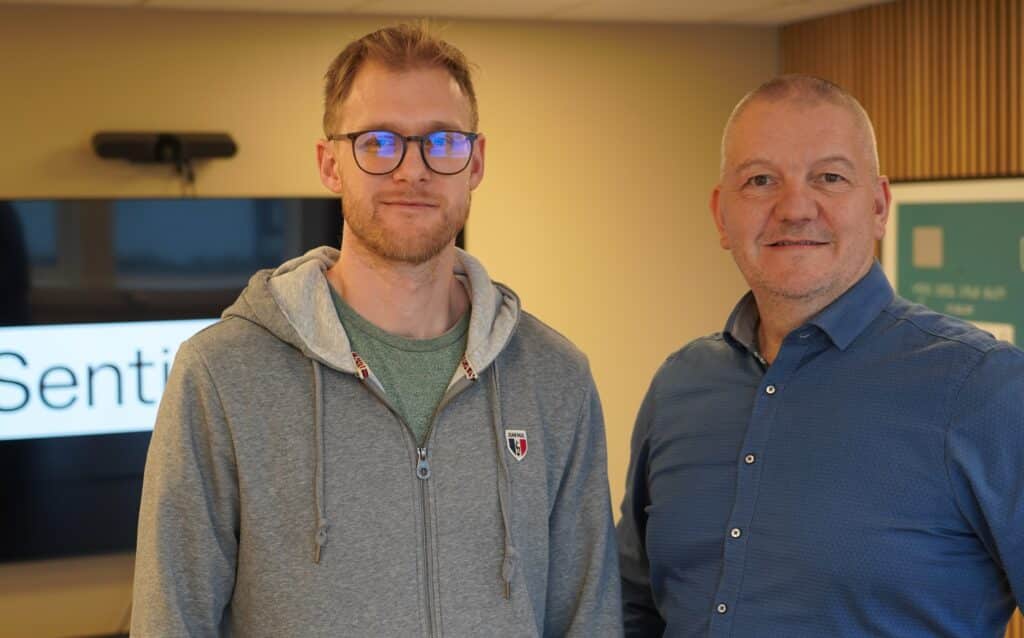 Fredrik Leira CTO and Arne Kjørsvik CEO in SentiSystems. Photo: Lars Bugge Aarset/Ocean Autonomy Cluster