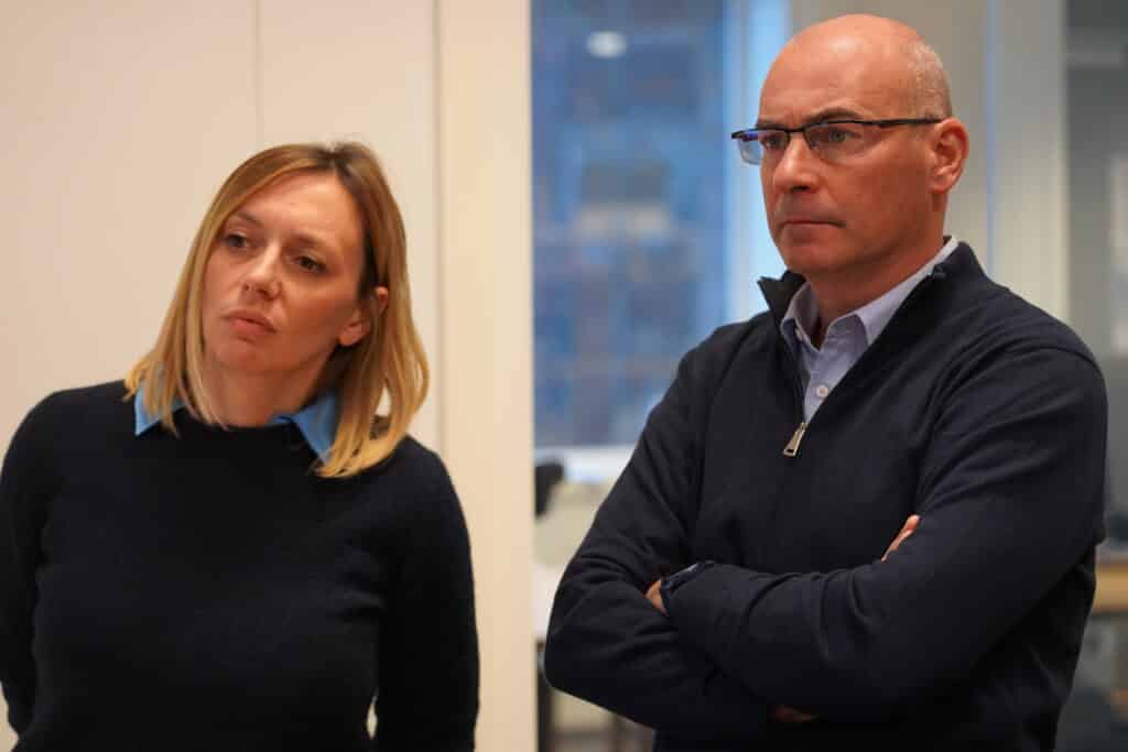 Zeljka Rajkovic, Chief Operating Officer DIH Innovamare and Darko Dominović, Senior Surveyor, Croatian Register of Shipping, visiting NTNU Shore Control Lab. Photo: Lars Bugge Aarset/Ocean Autonomy Cluster.