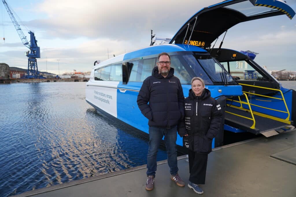 Linda Hald, prosjektleder for Frostabåten og Frode Halvorsen, leder for Testination og Ocean Autonomy Cluster. Foto: Lars Bugge Aarset/Fremtidens Industri